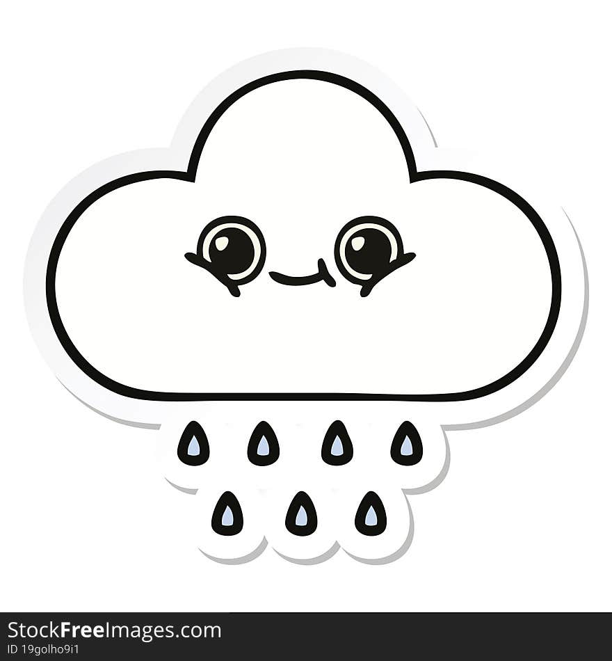 sticker of a cute cartoon rain cloud