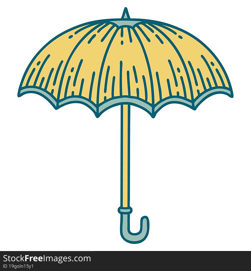 tattoo style icon of an umbrella