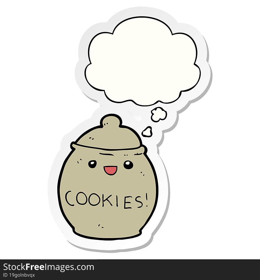 cute cartoon cookie jar with thought bubble as a printed sticker