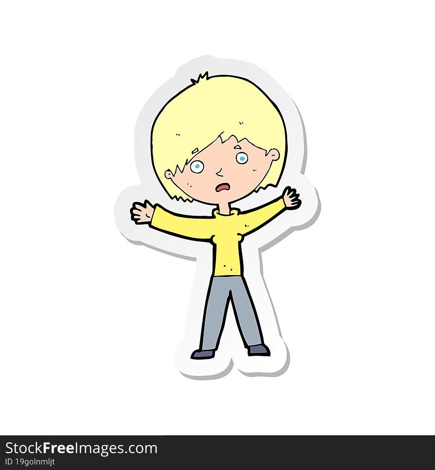 Sticker Of A Cartoon Worried Woman