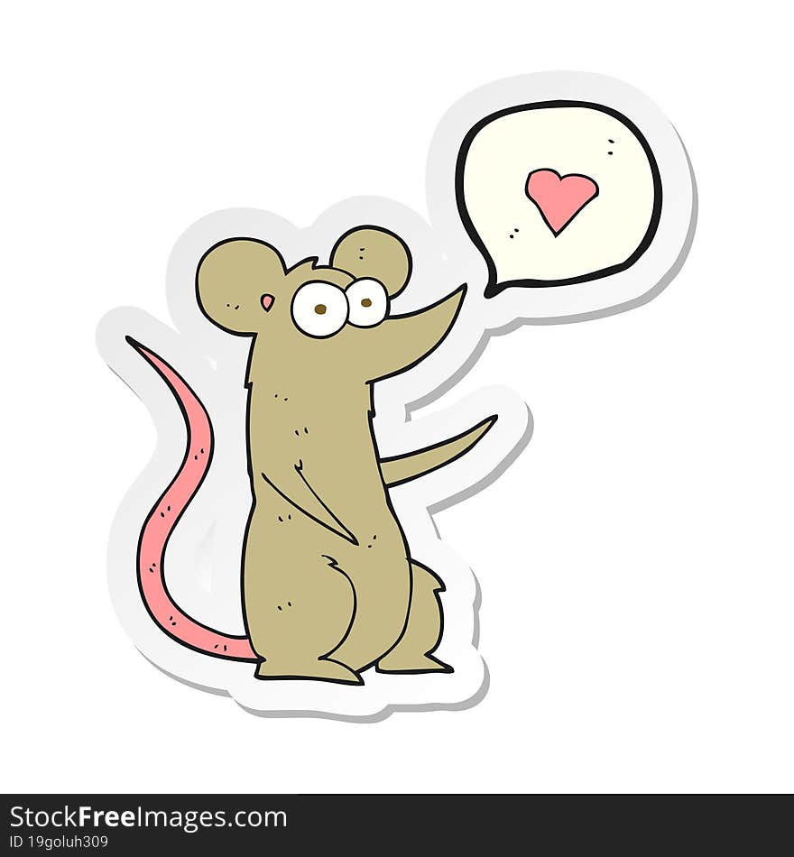 sticker of a cartoon mouse in love