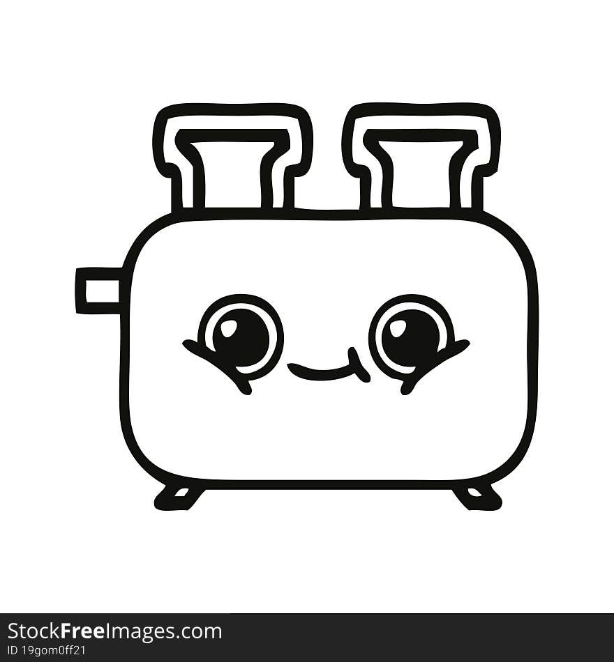 line drawing cartoon of a of a toaster