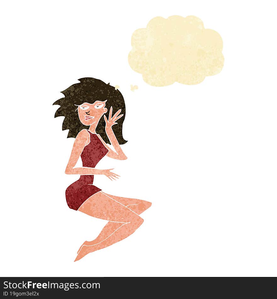 cartoon sexy woman with thought bubble