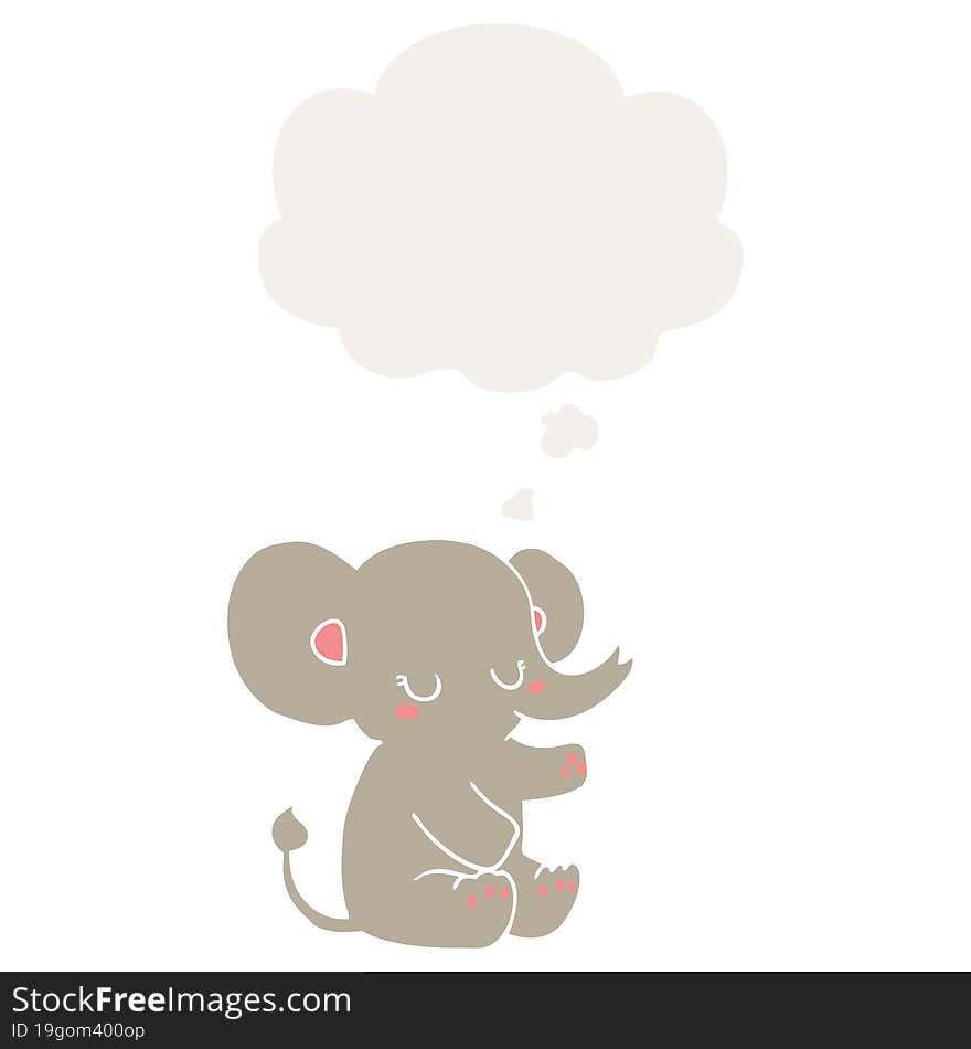 cartoon elephant and thought bubble in retro style