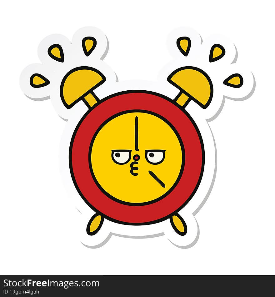 Sticker Of A Cute Cartoon Alarm Clock