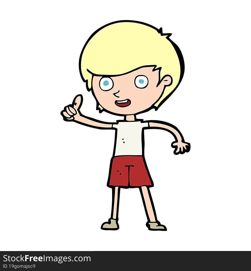 cartoon boy giving thumbs up symbol