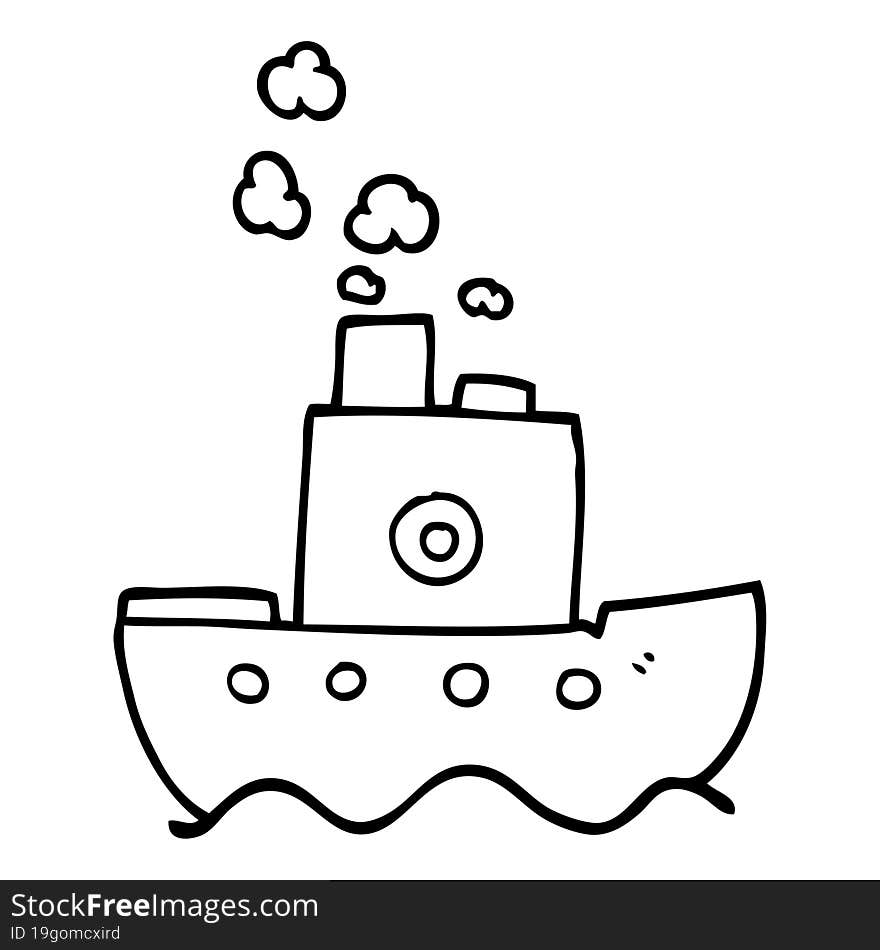 line drawing cartoon ship