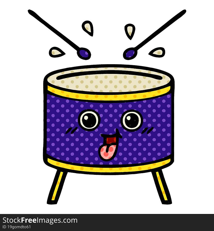 Comic Book Style Cartoon Drum