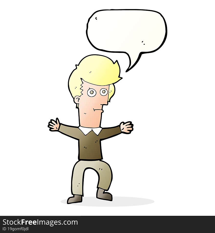 cartoon startled man with speech bubble