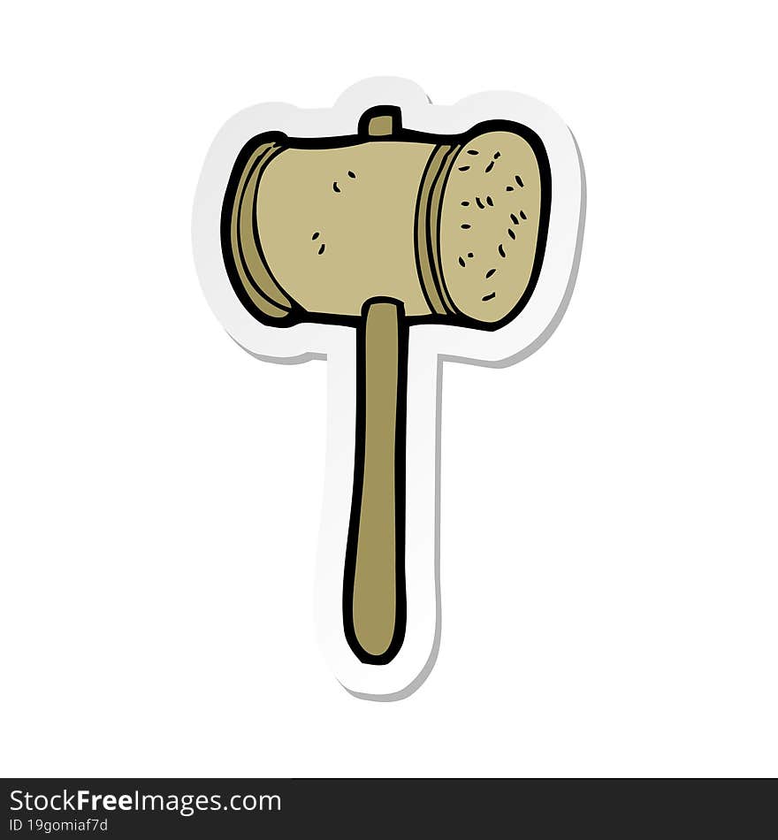 sticker of a cartoon wooden hammer