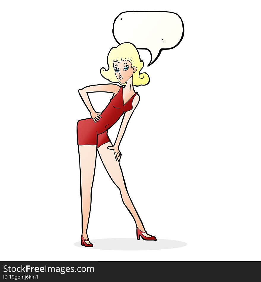 Cartoon Model Woman Posing With Speech Bubble