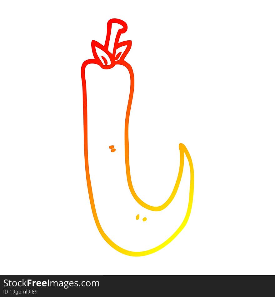 Warm Gradient Line Drawing Cartoon Red Hot Chilli Pepper