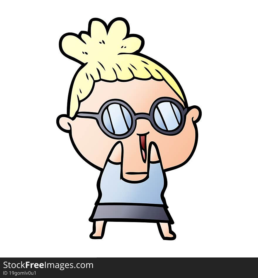 cartoon shy woman wearing spectacles. cartoon shy woman wearing spectacles