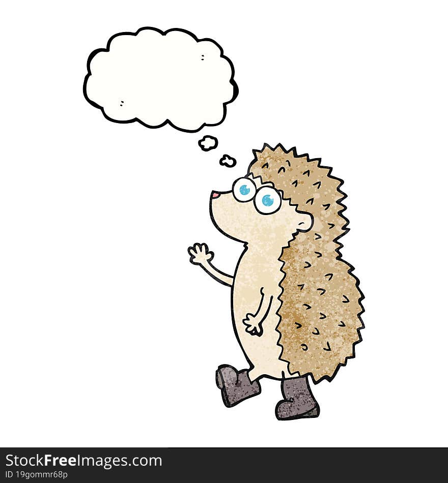 cute thought bubble textured cartoon hedgehog