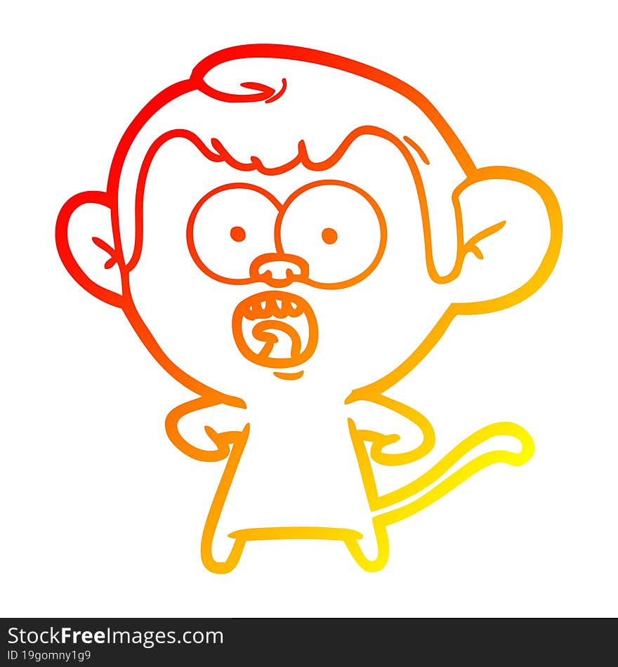 warm gradient line drawing cartoon shocked monkey