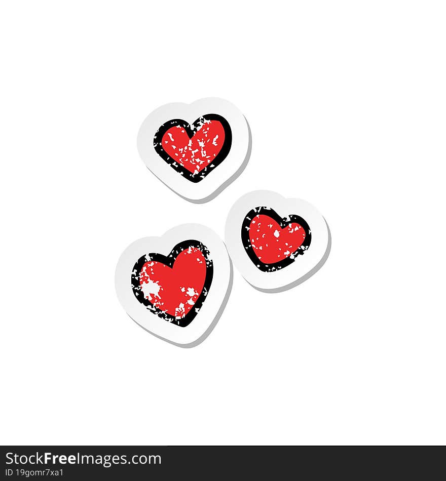 distressed sticker of a cartoon love heart