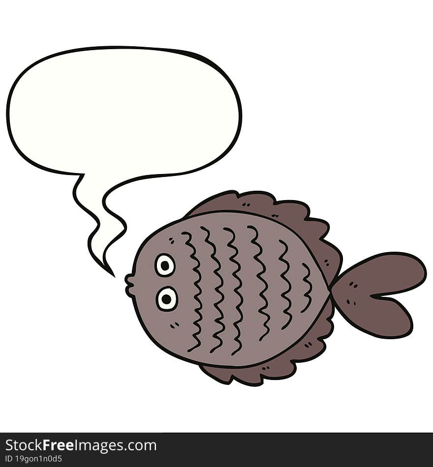 cartoon flat fish and speech bubble