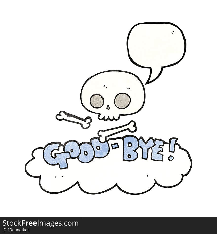 speech bubble textured cartoon good-bye symbol