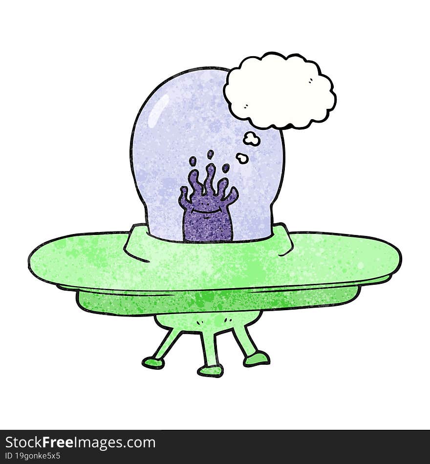 thought bubble textured cartoon flying saucer