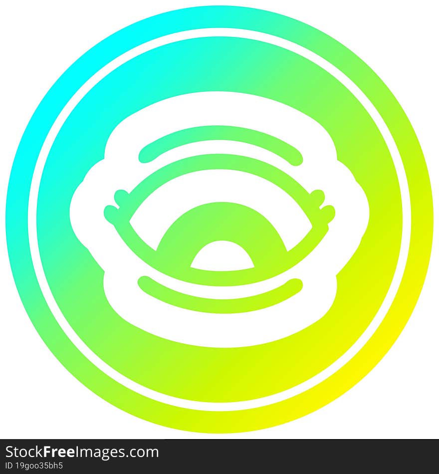 staring eye circular in cold gradient spectrum