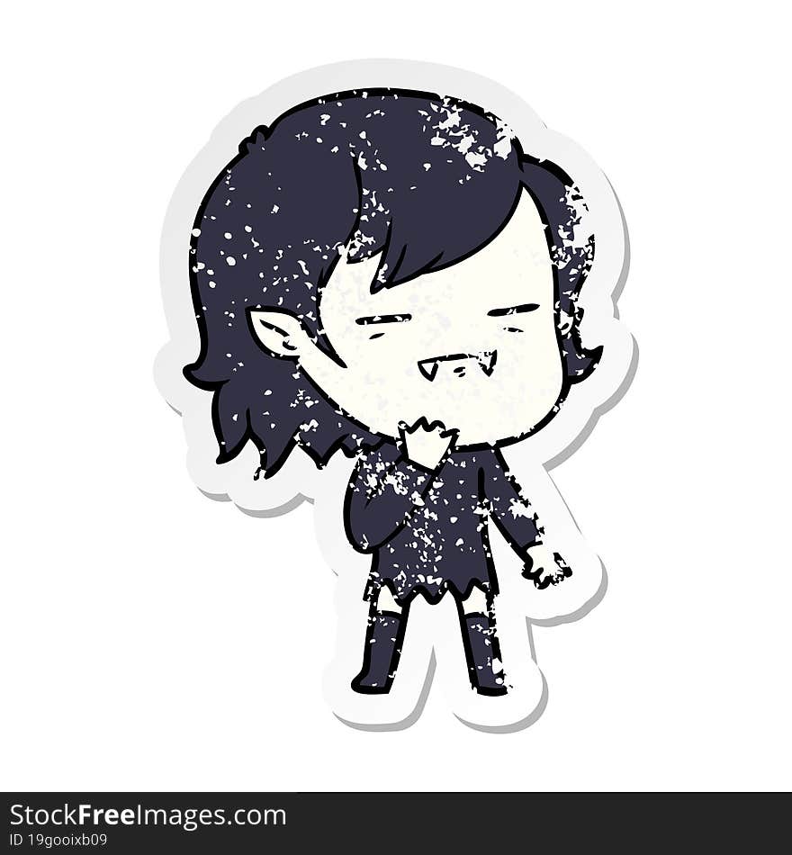 distressed sticker of a cartoon undead vampire girl