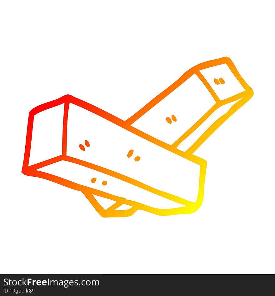 warm gradient line drawing cartoon fries