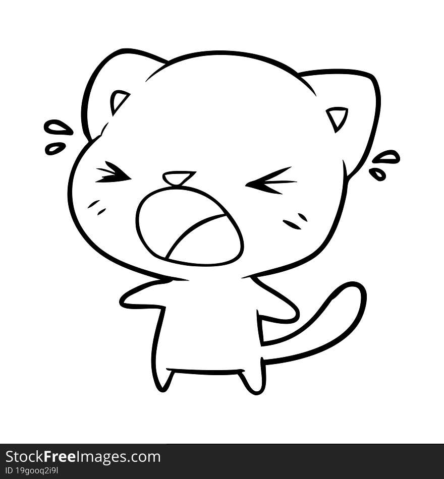 cute cartoon cat crying. cute cartoon cat crying