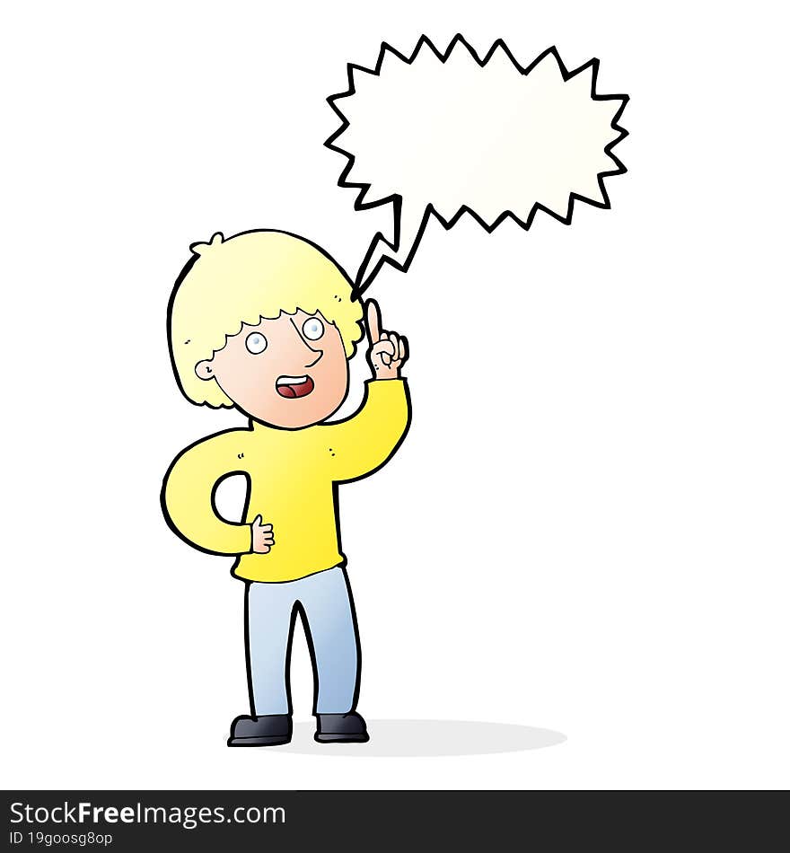 cartoon man with idea with speech bubble