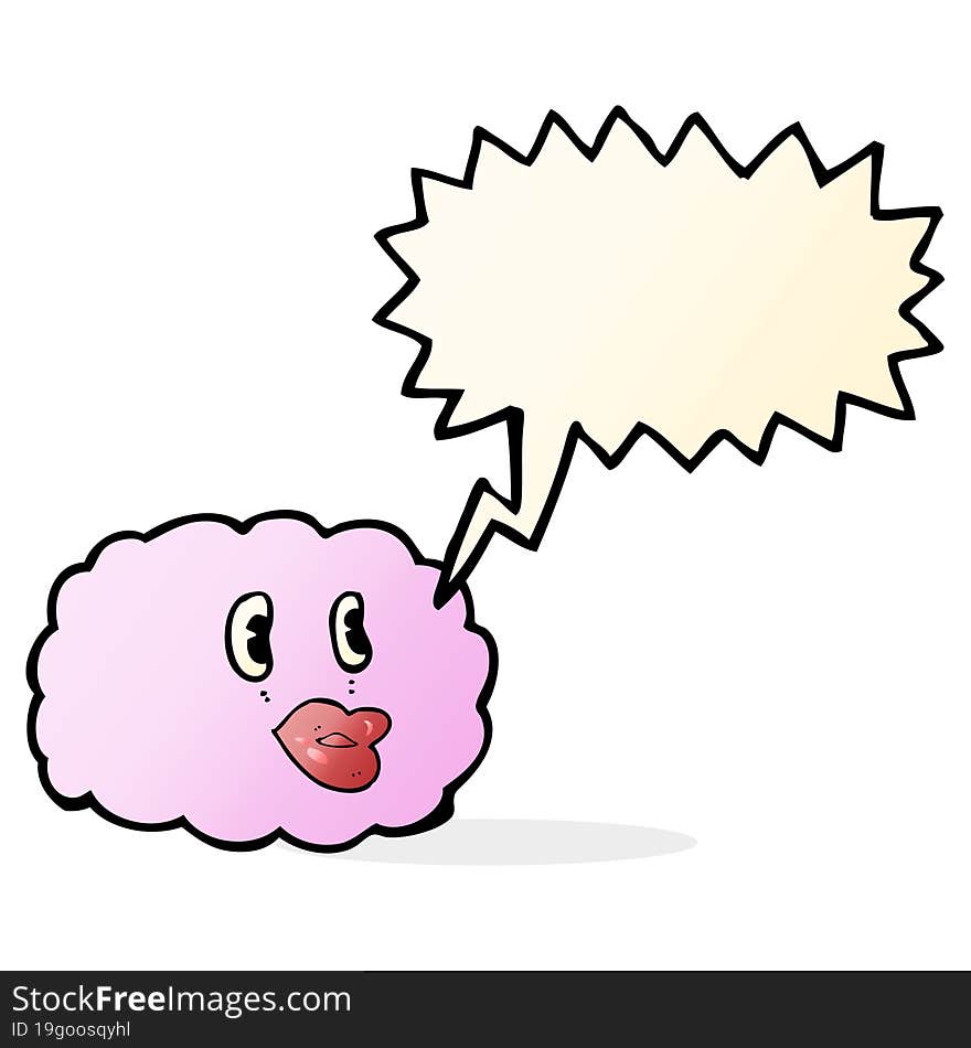 cartoon cloud symbol with speech bubble