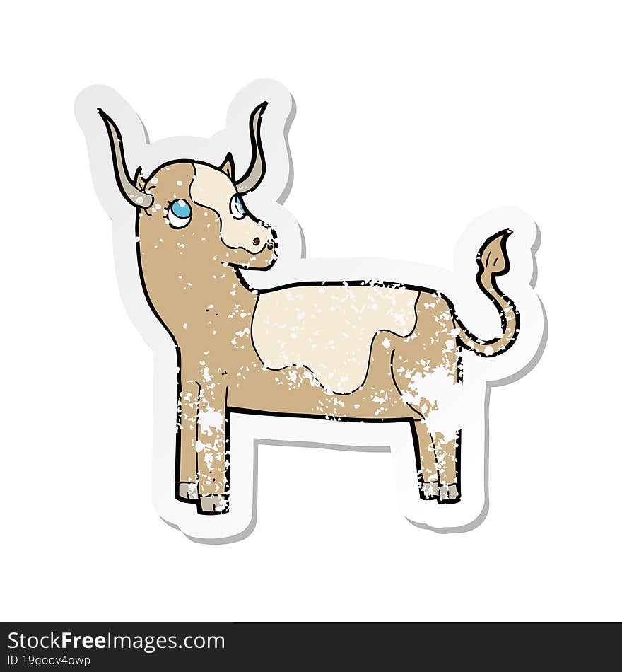 retro distressed sticker of a cartoon cow