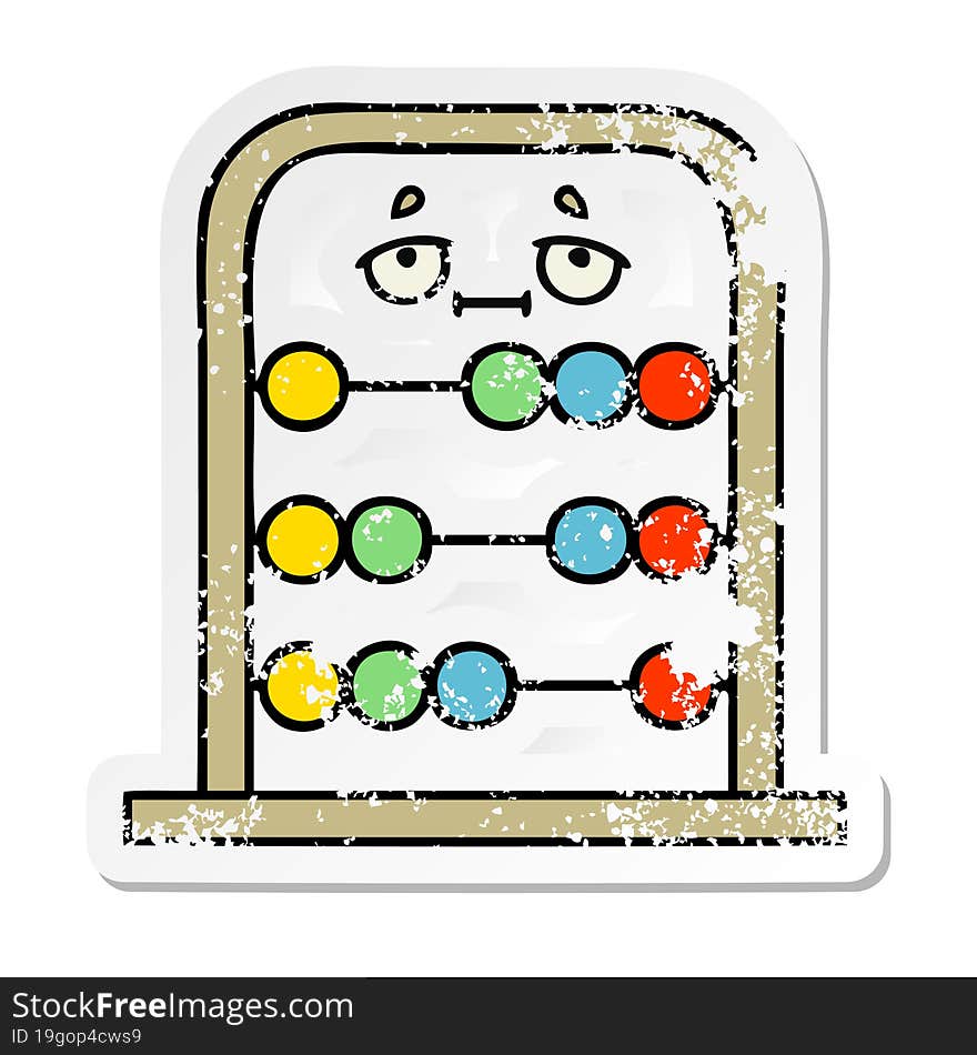 distressed sticker of a cute cartoon abacus