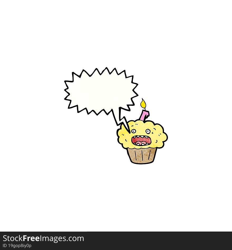 shouting cupcake cartoon