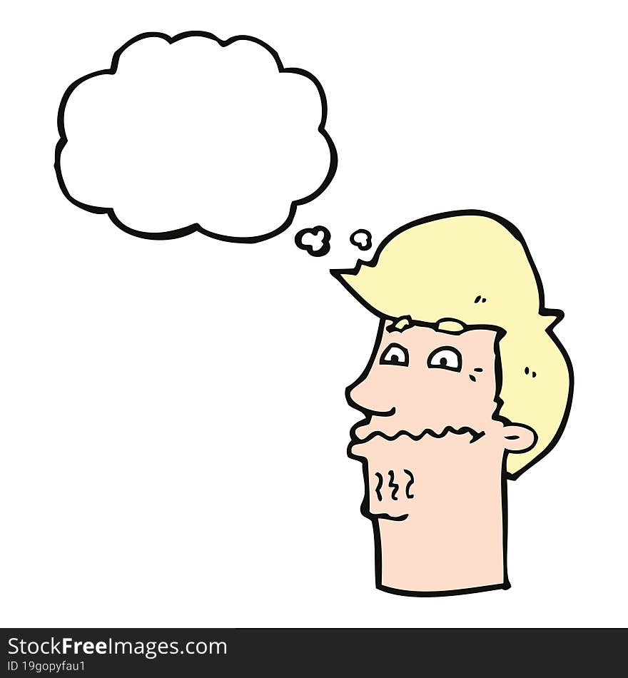 cartoon nervous man with thought bubble