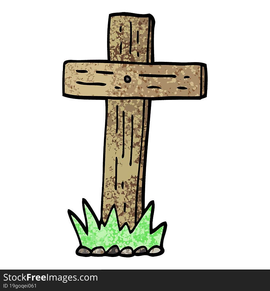 Grunge Textured Illustration Cartoon Wooden Cross