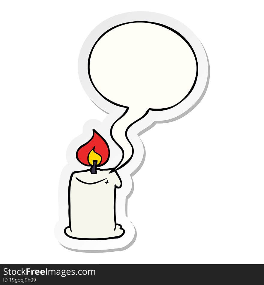 cartoon candle and speech bubble sticker