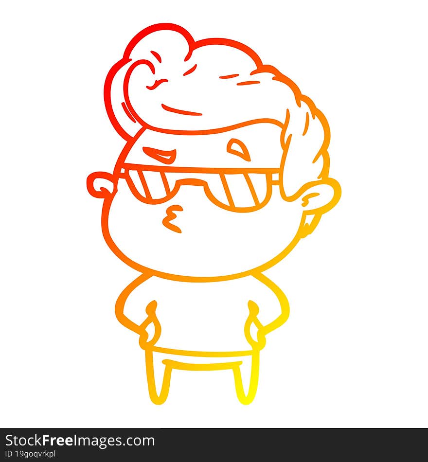 warm gradient line drawing cartoon cool guy