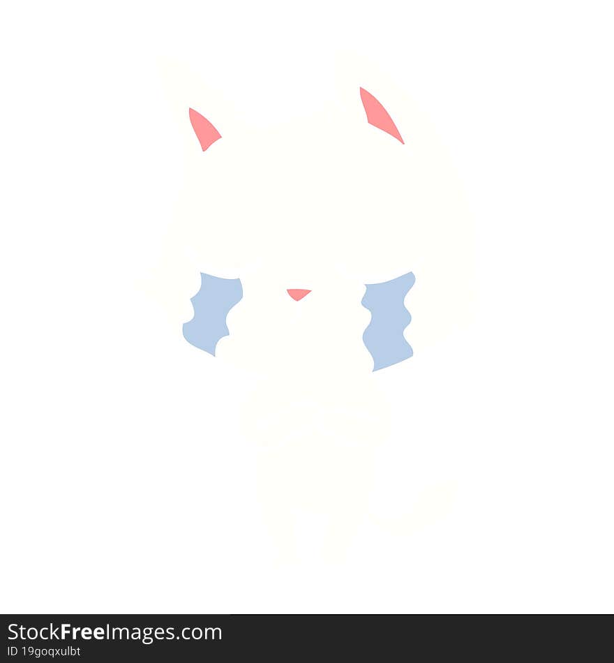 crying flat color style cartoon cat