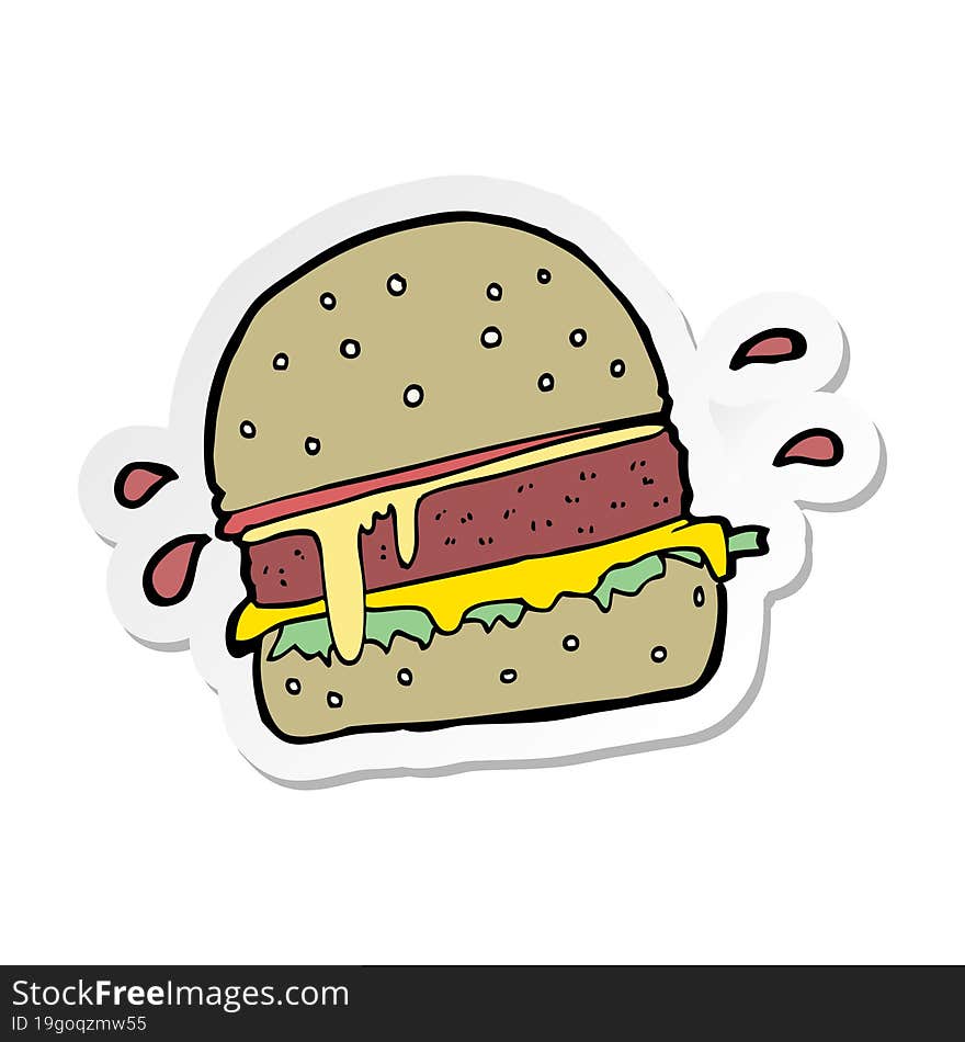 sticker of a cartoon burger