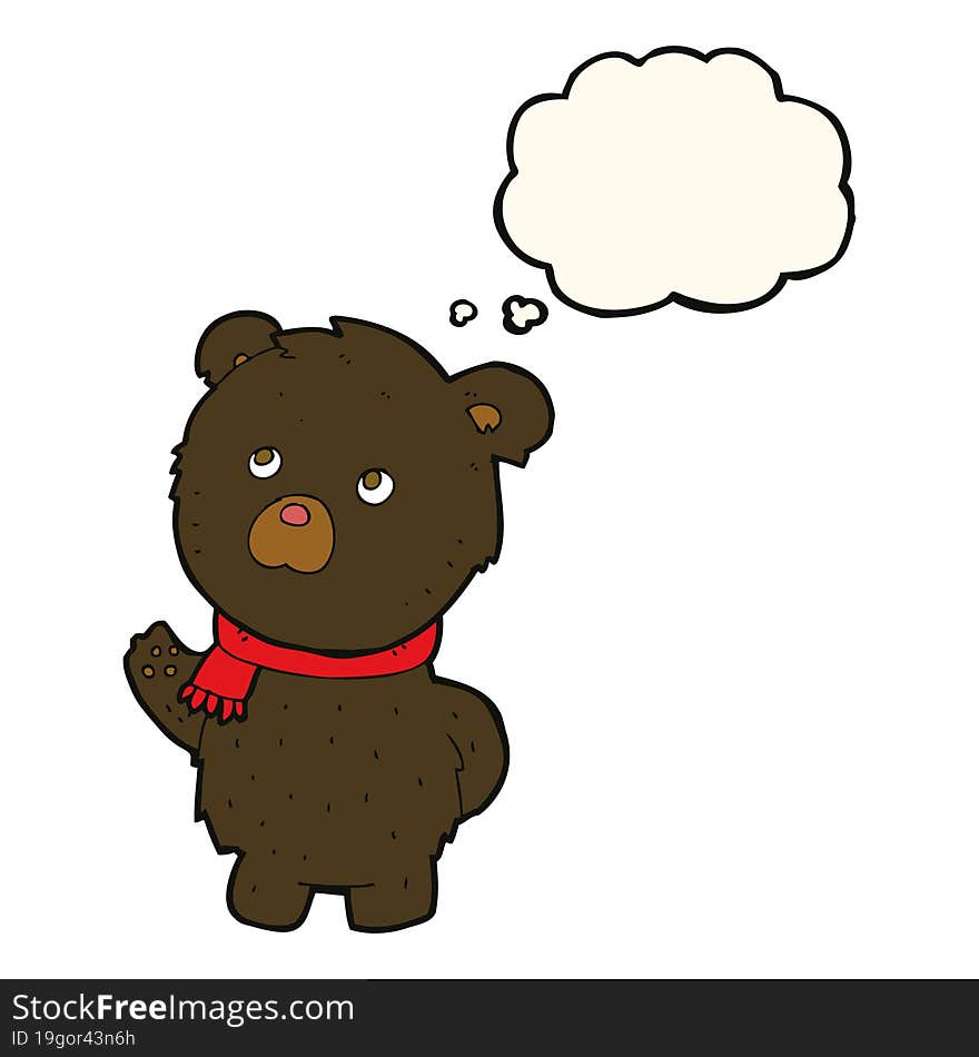 cartoon cute black bear with thought bubble