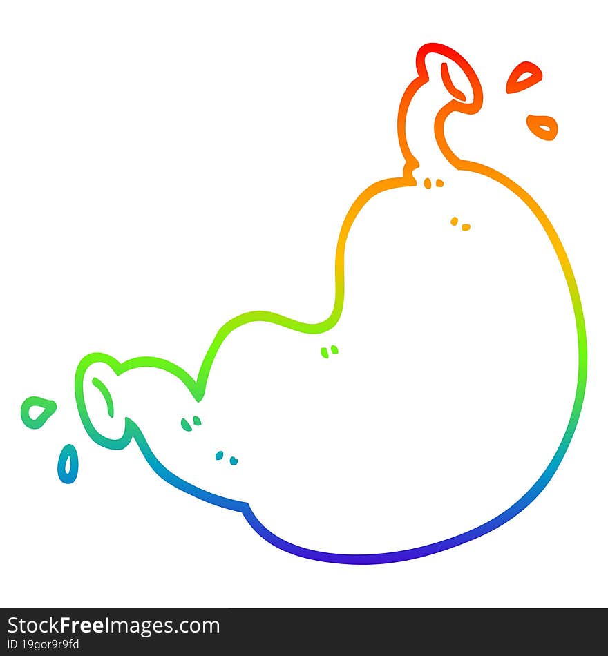 rainbow gradient line drawing of a cartoon human organ