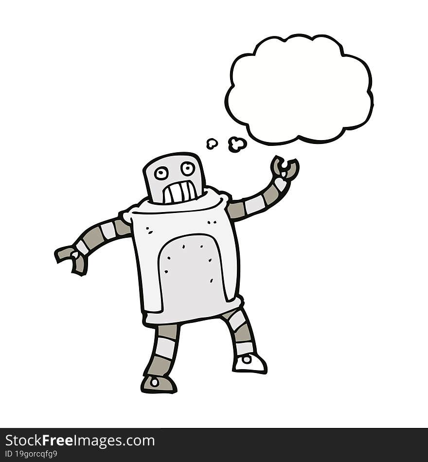 cartoon robot with thought bubble