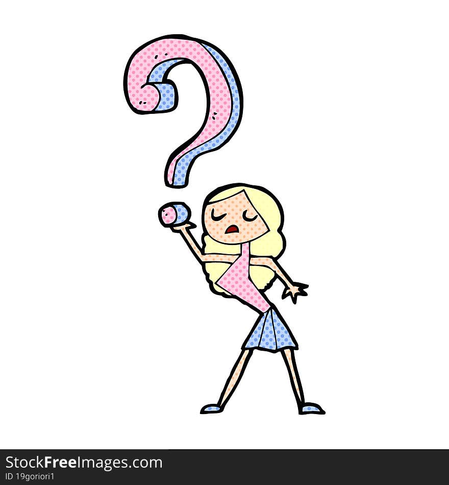 cartoon girl with questions