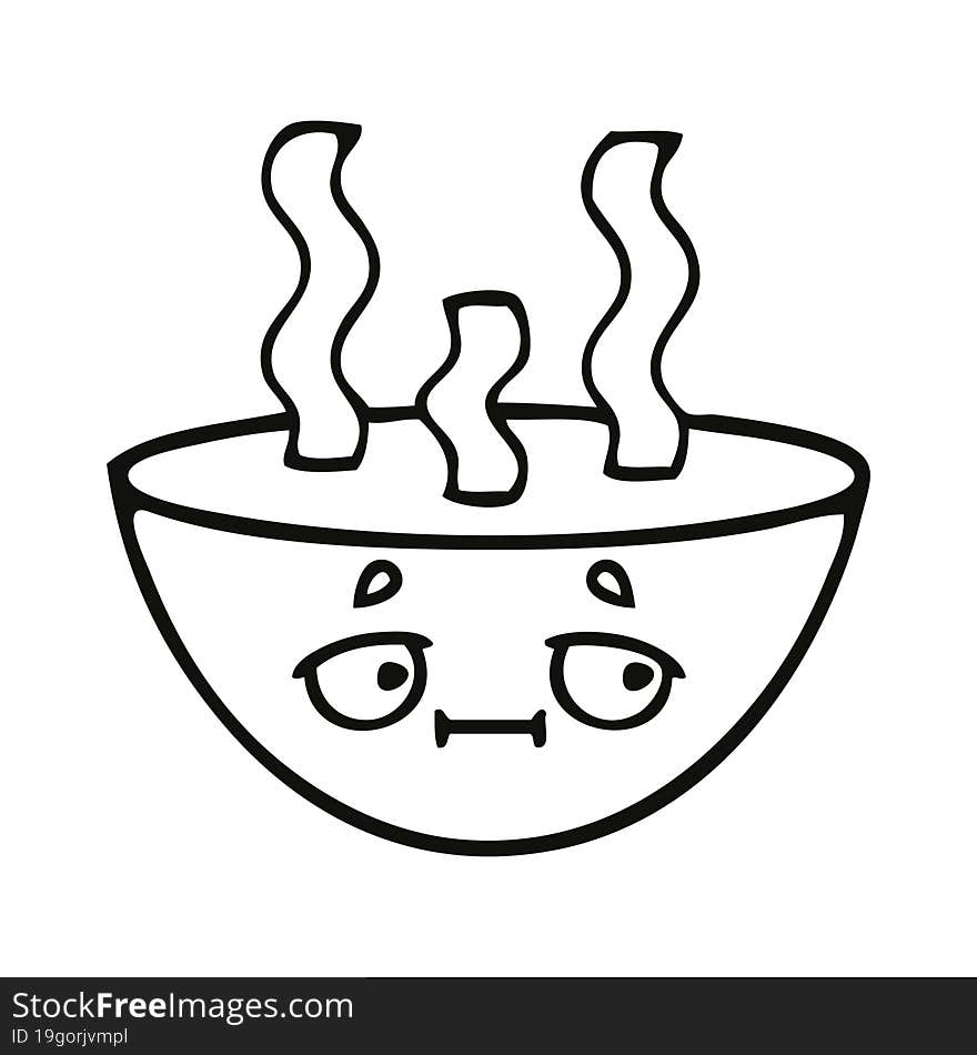 Line Drawing Cartoon Bowl Of Hot Soup