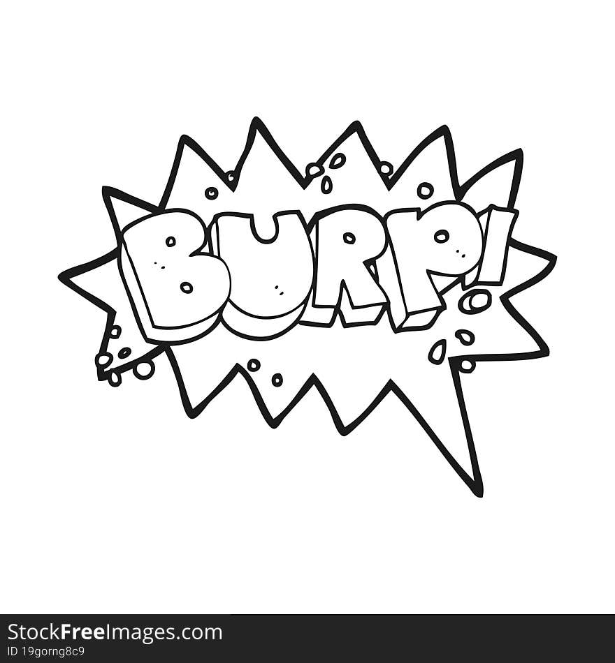 black and white cartoon burp symbol