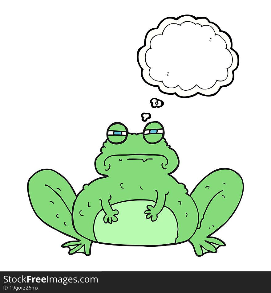 freehand drawn thought bubble cartoon frog