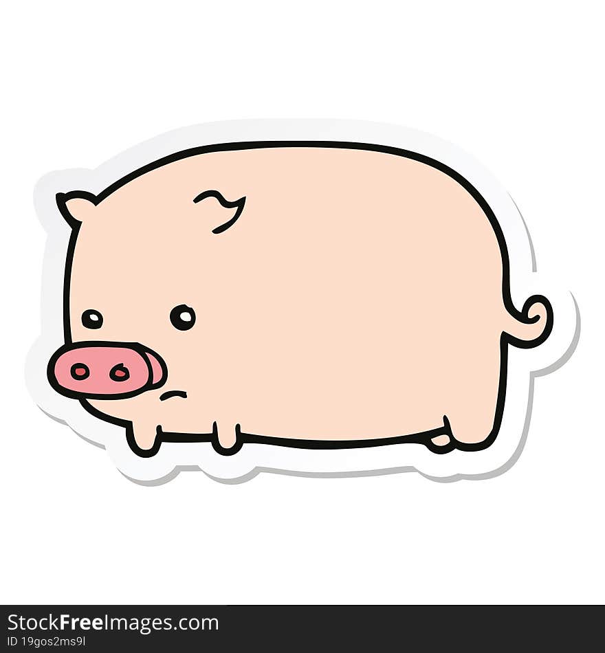 sticker of a cute cartoon pig