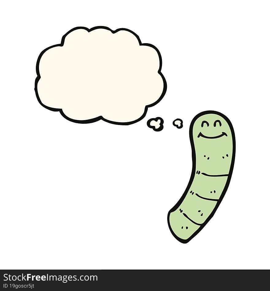 cartoon worm with thought bubble