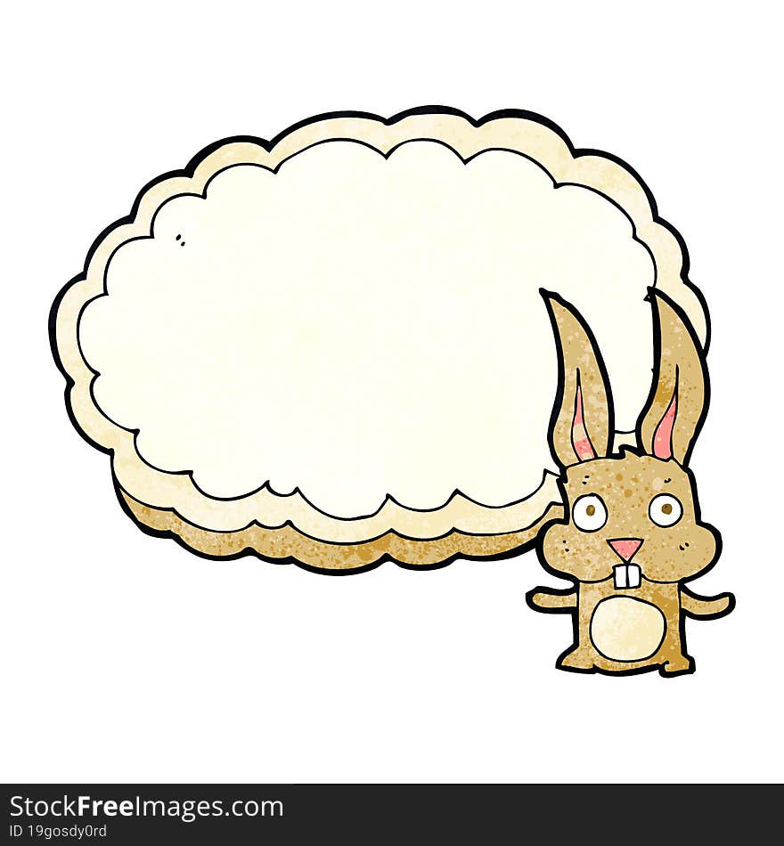 cartoon rabbit with text space cloud