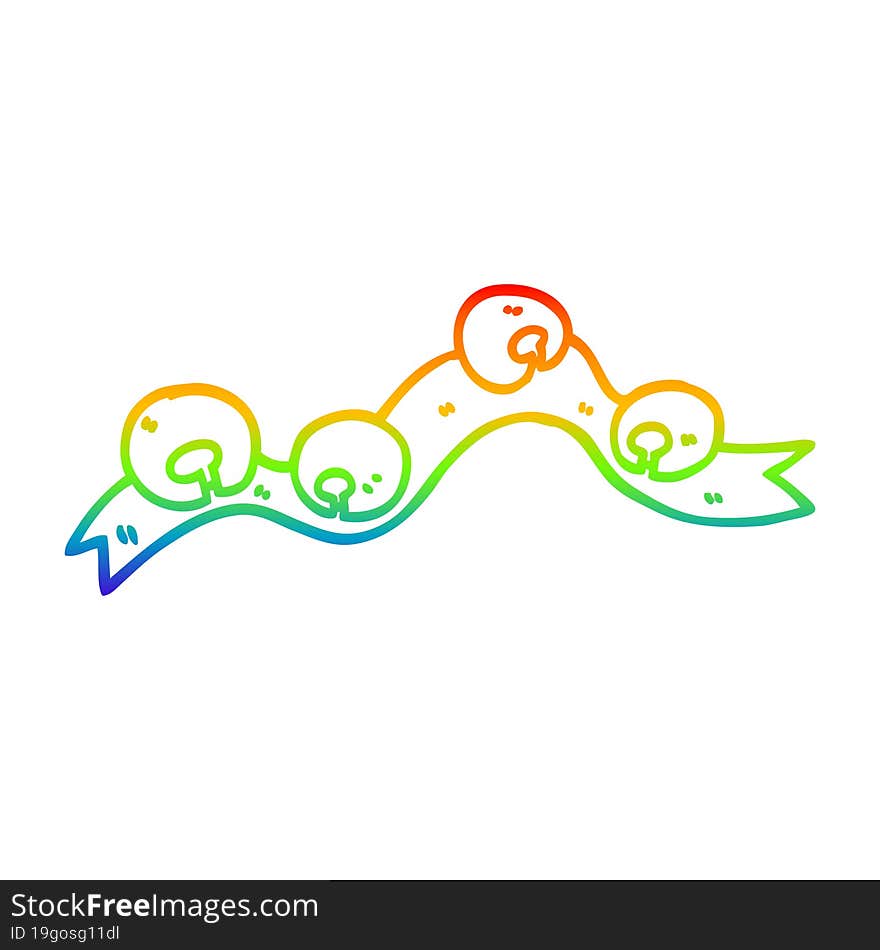 Rainbow Gradient Line Drawing Cartoon Xmas Bells