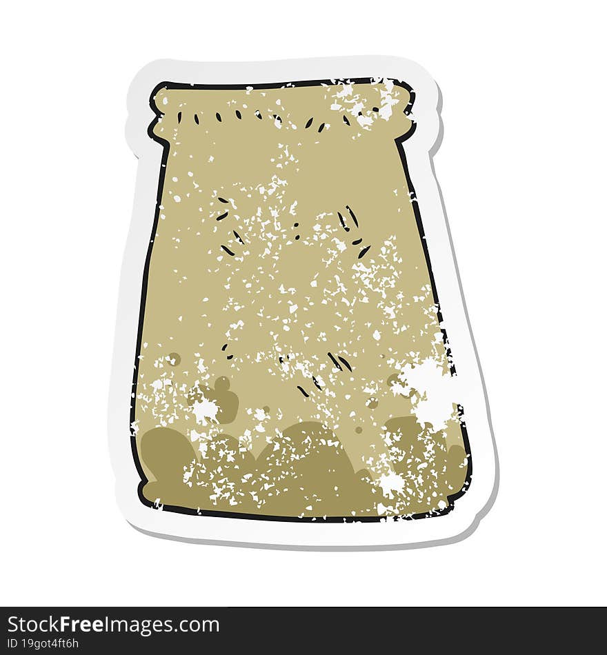 retro distressed sticker of a cartoon paper bag